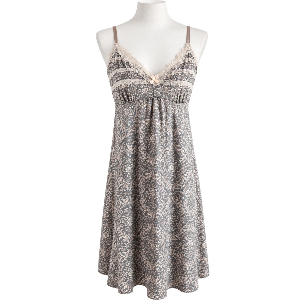 MARILYN MONROE Chemise Womens XL Babydoll Dress Damask Lace Trim Nightgown Slip
